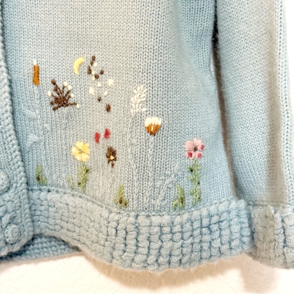 Vintage Jacadi NWOT Girls Wool Blend Blue Cardigan size 18-24 months Embroidered - Picture 5 of 14